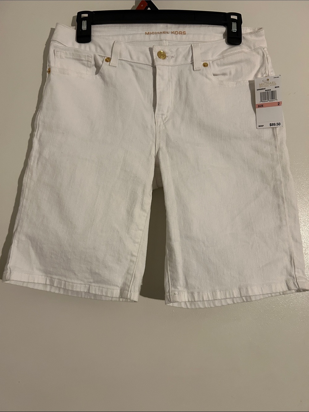 Michael Kors White Bermuda Shorts with Gold-Tone Accents